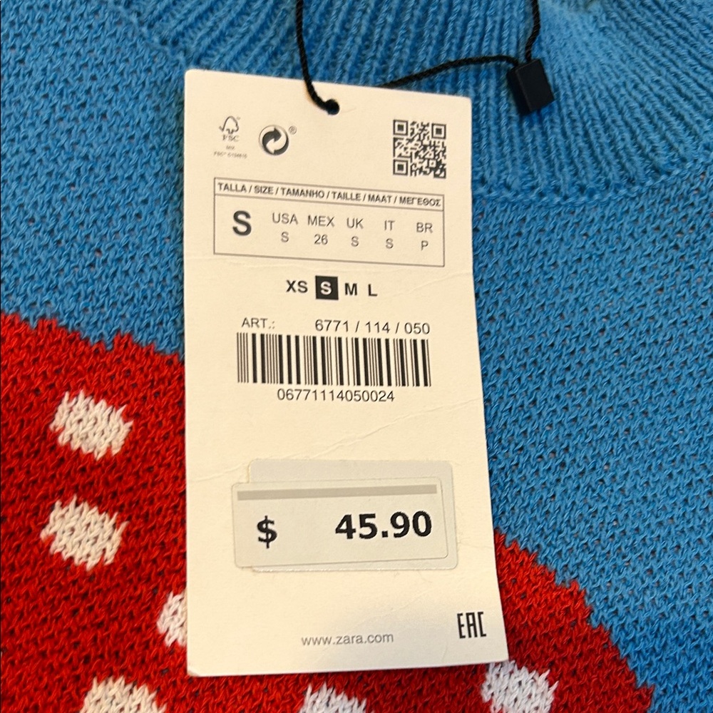 NWT Zara thick Mushroom Sweater graphics on back !! - Picture 3 of 9